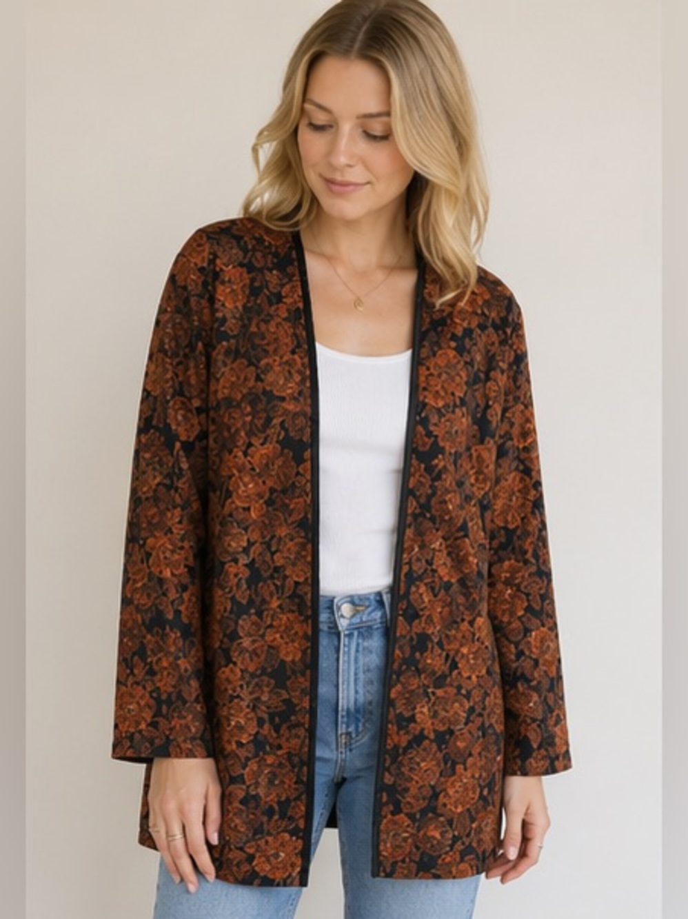 Silk Floral Blazer Jacket
